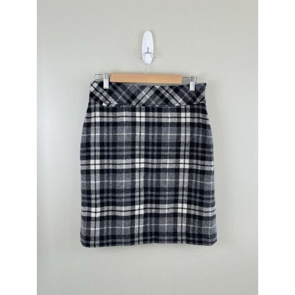LL Bean Wool Plaid Skirt 4 Petite Favorite Fit Knee Length Preppy Dark Academia - Picture 1 of 10